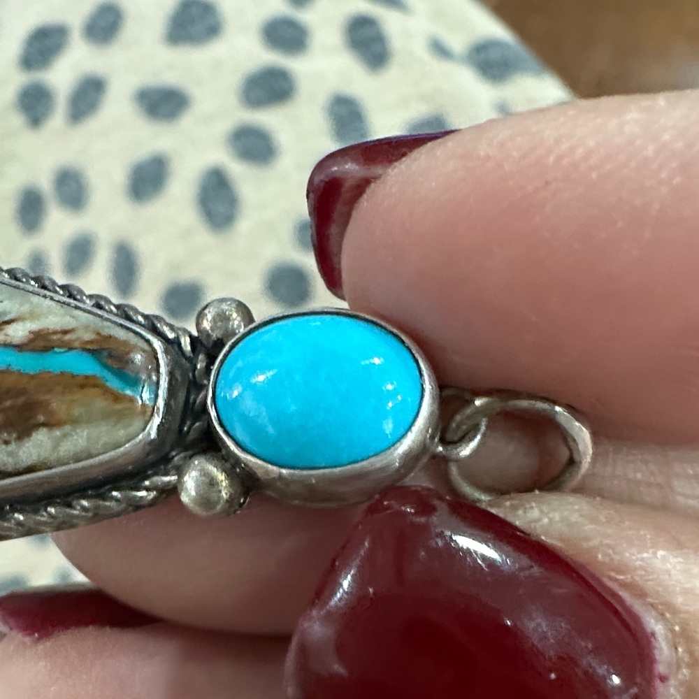 Signed Royston Ribbon Turquoise and Spiny Oyster and Sleeping Beauty Pendant - Picture 4 of 5